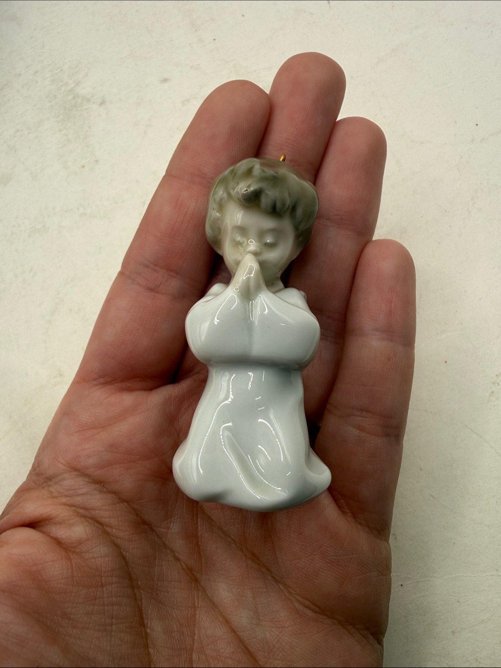 Lladro Praying Angel Porcelain Figurine Spain Miniangelito Ornament Collectible